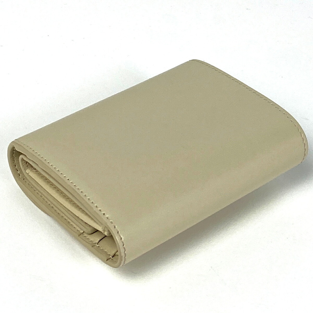 Celine Triomphe fold Beige Tri Wallet Compartment Flap Leather
